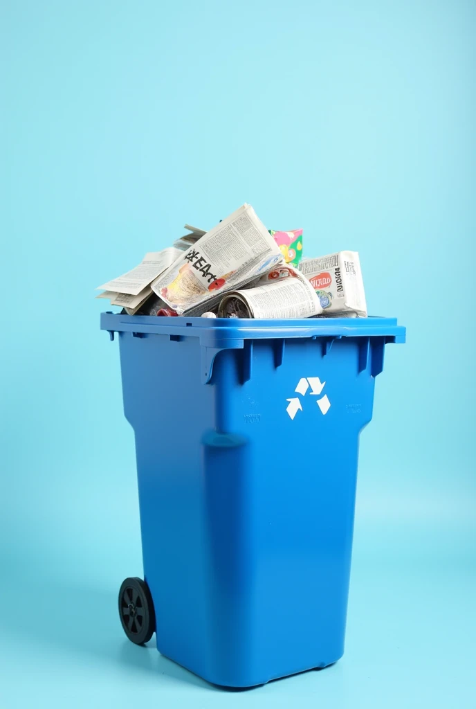 create an image for the interaction of selective waste collection Azul (Papel e cardboard)

he can: sheets in general, used notebooks, books, Newspapers,  magazines, cardboard, Kraft paper, paper packaging, envelopes and packages Tetra Pak.

Can't : handke...