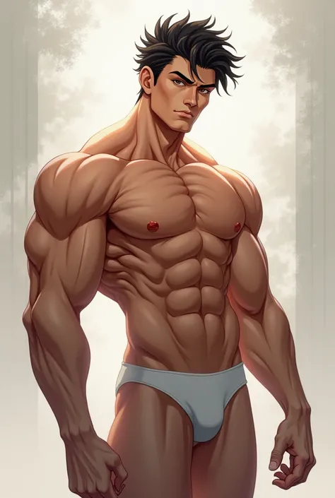 Sexy 6 pacs male anime character with underwear