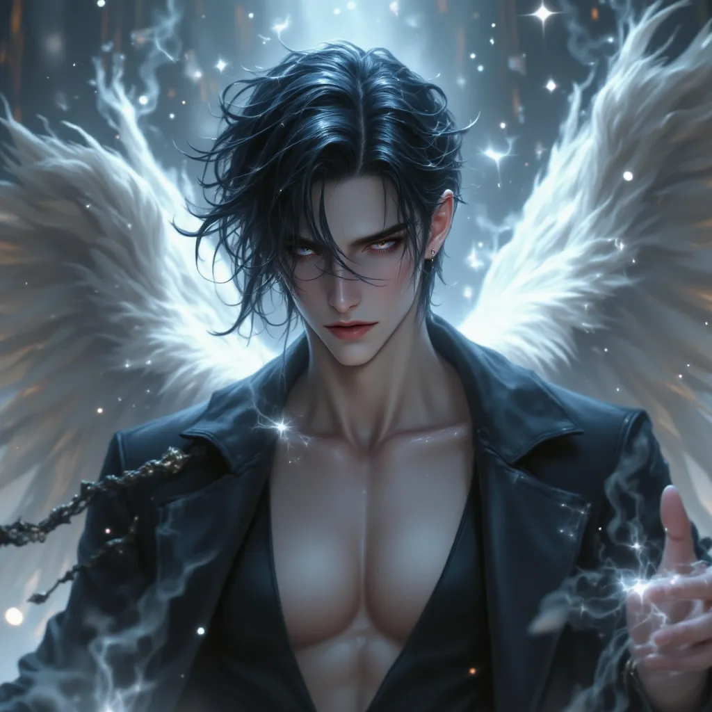 Angel man black hair 
