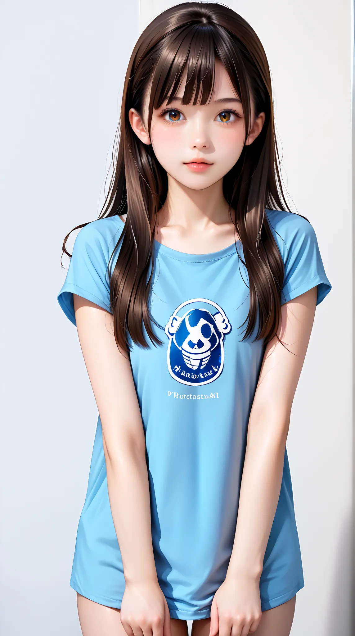  anime girl with long hair and blue shirt posing for a photo,  realistic anime 3D style, 3D anime realistic,  photorealistic anime ,  photorealistic anime  girl render,  Smooth Anime CG Art, Anime Styled 3d, realistic anime drawing,  anime realism style , ...