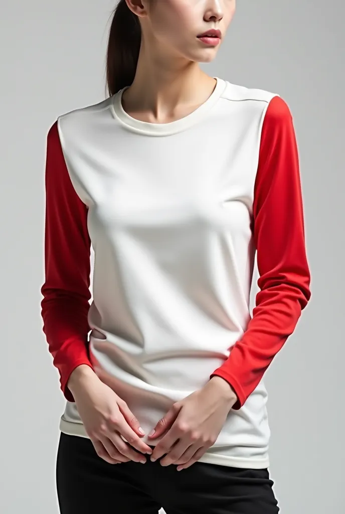 Create an elegant long sleeve t-shirt white with red long sleeve shirt 