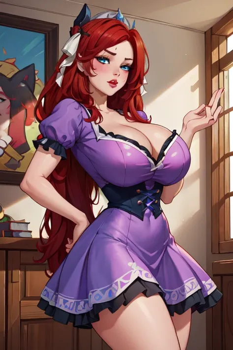 (masterpiece, best quality, absurdres, 4k, aesthetic, detailed, intricate),1girl,nikkecrwn,tiara, , hair ribbon, red hair,
Katarina from League of Legends, wearing a lolita dress,



