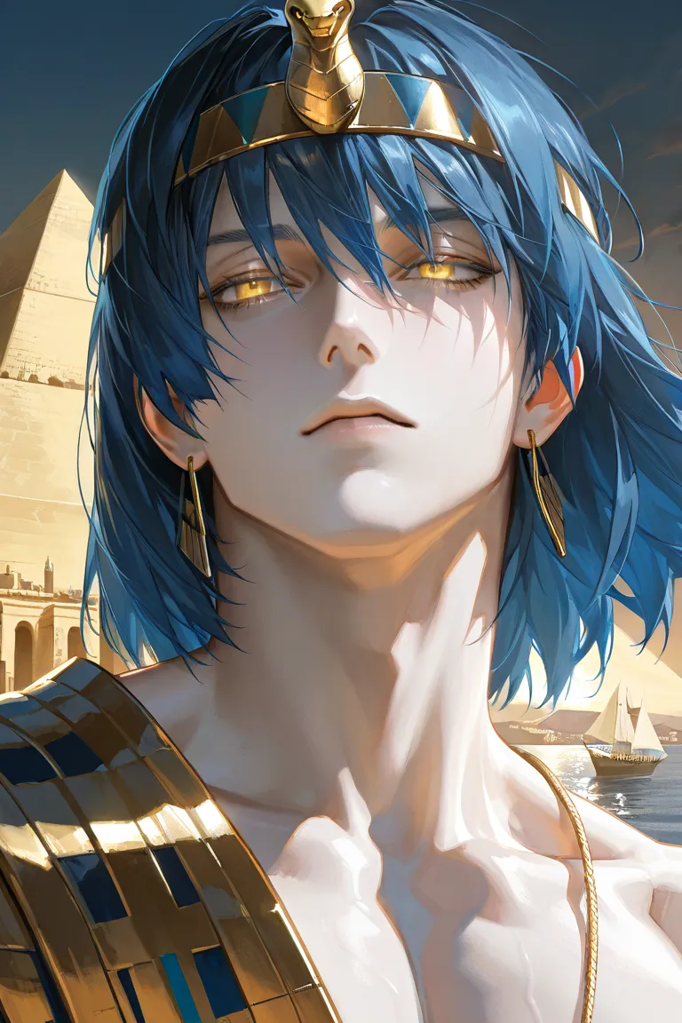 1boy, dramatic lighting, shirtless, perfect, masterpiece, handsome, solo, Masterpiece, best quality, hyper detailed, Cinematic light, intricate, highres, official art, sharp focus, 8k, very tall, ((detailed eyes))), upper body, (((detailed eyes))), ((hyper...