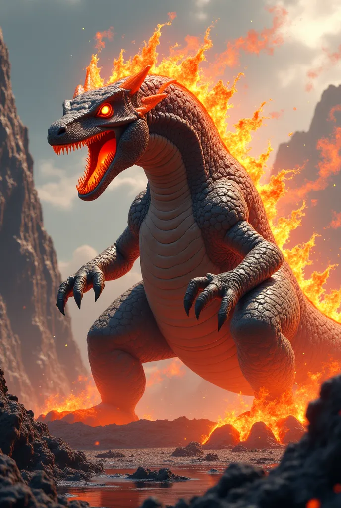 A rock-and-fire fossil Pokemon with 2 evolutions and spun into a tyrannosaurus tex