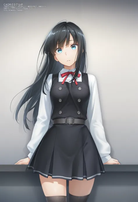 score_9,score_8_up, score_7_up,  source_anime, masterpiece, best quality, Official Art, official style,  game cg, goddess magazine, rating_safe, rating_ are suspicious, asashioKC,black hair,blue eyes, long hair, shirt, long sleeves, dress, bow, ribbon, whi...