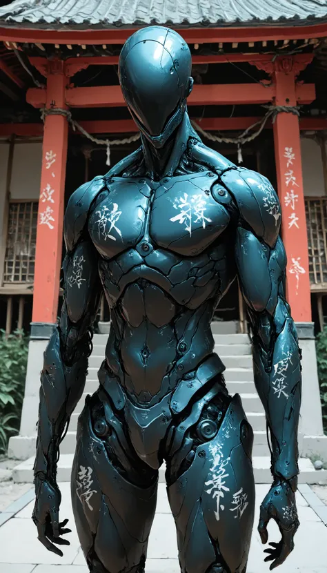 (masterpiece, best quality), best score , amazing quality, very aesthetic, highres, newer, 8K, HIGH CONTRAST, a boy,( beautiful:1.1),biological cyborg,Hand drawing style, muscle,Samurai Temple ,samurai armada,on guard,hand art