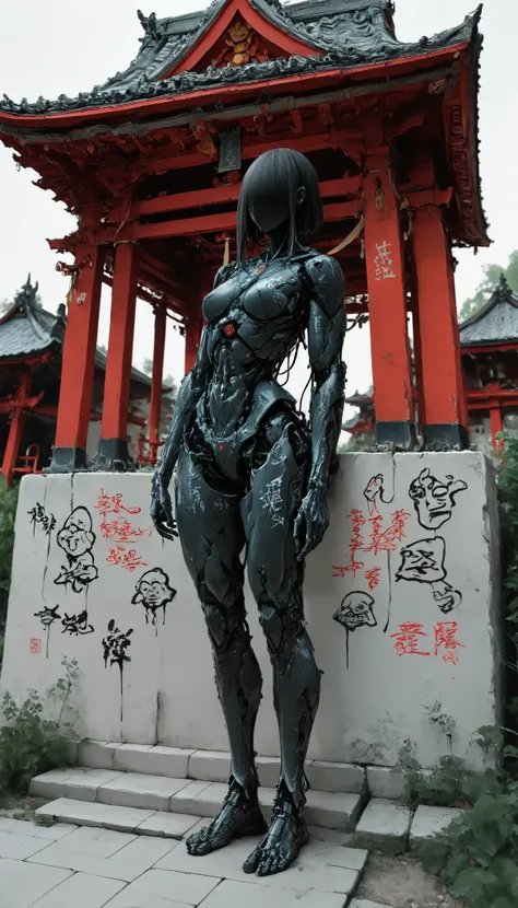 (masterpiece, best quality), best score , amazing quality, very aesthetic, highres, newer, 8K, HIGH CONTRAST, a boy,( beautiful:1.1),biological cyborg,Hand drawing style, muscle,Samurai Temple ,samurai armada,on guard,hand art