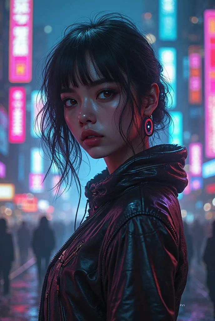 Desktop wallpaper of cyberpunk gamer girl