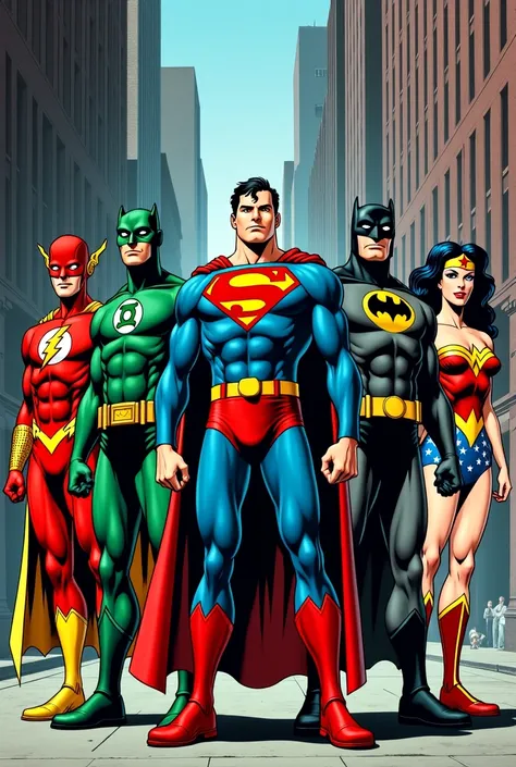 Do Superman the Batman the Flash the Green Lantern Wonder Woman and the Mars Hunter in Gotham City comic book version from the 1950s