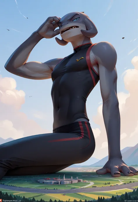 score_9_up, score_8_up, score_7_up, male, Gantu, macro, (slim body:2), teasing with boot