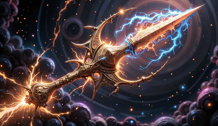 "The Vajra, the ultimate celestial weapon of Lord Indra, hovers mid-air, radiating an unstoppable, godly power. This divine thunderbolt is crafted from the sacred bones of the great sage Dadhichi, forged into an unbreakable, colossal golden weapon, its pro...