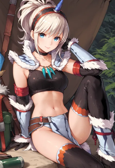 (score_9:0.9),score_8_up,score_7_up,rating_explicit,anime_style,(zPDXL),kirin beta armor,white single horn hairband,white detached sleeves,1young_girl,solo,blue eyes,looking at viewer,sitting,smile,plain_background,medium breasts,,closed mouth,collarbone,b...