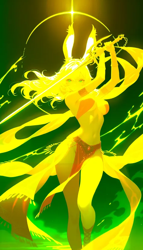 ((sword))In the palm of your hand,A swordsman going into battle, she dressed as a female dancer .,(holding a sword),illustration for both eyes,animation,The swordsman dressed up in women's clothing to catch the enemy off guard, beautiful and cool ,neutral ...