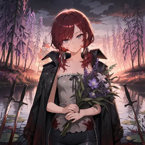 (masterpiece:1.2, Best Quality), (finely detailed beautiful eye: 1.2), (beautiful detailed face), (masterpiece:1.2, Best Quality), (finely detailed beautiful eye: 1.2), (beautiful detailed face), solo, close up, dark aura, shadowy aura, thin girl, holding ...