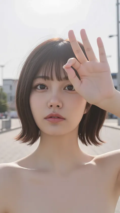 a high resolution photograph of a Japanese young woman, (photo-realistic, realistic, masterpiece, best quality), Intricate details, extremely detailed, ultra high definition, 8k, film grain, lens flare glow, sharp focus, professional lighting, fashion shoo...