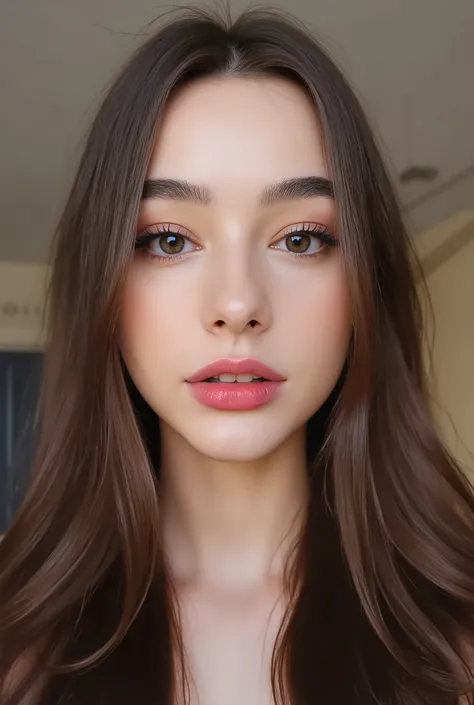  Beautiful women、 red lips hazel eyes