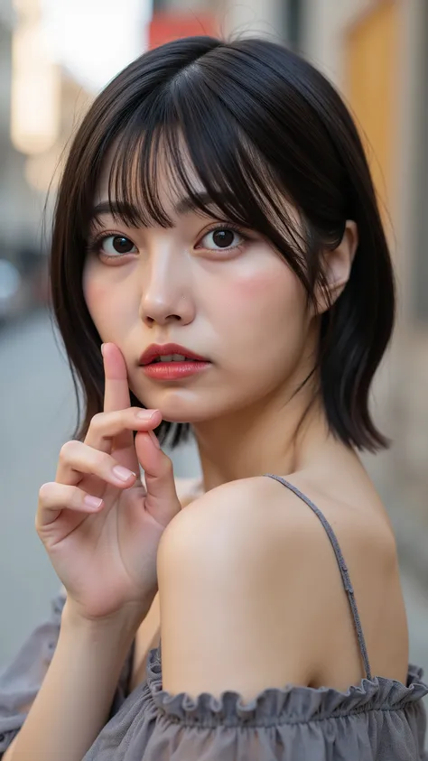a high resolution photograph of a Japanese young woman, (photo-realistic, realistic, masterpiece, best quality), Intricate details, extremely detailed, ultra high definition, 8k, film grain, lens flare glow, sharp focus, professional lighting, fashion shoo...