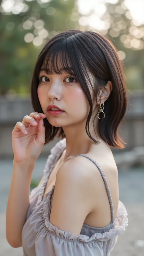 a high resolution photograph of a Japanese young woman, (photo-realistic, realistic, masterpiece, best quality), Intricate details, extremely detailed, ultra high definition, 8k, film grain, lens flare glow, sharp focus, professional lighting, fashion shoo...