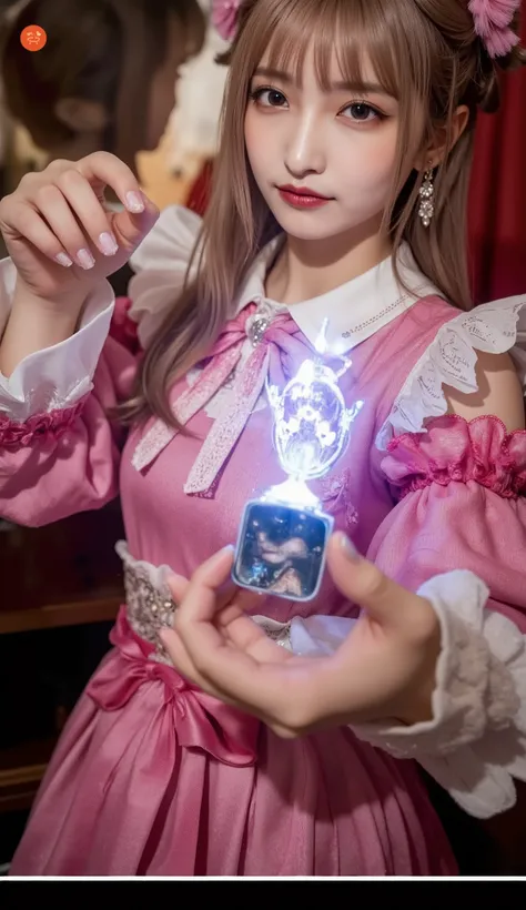 (((Correct sex education))), (Sexy 3D Hologram:1.2, bright colors:1.2), (tech vibe:1.2), (detailed hands:1.2, perfect right hand:1.1,), The sci-fi aesthetic ,SOFT LIGHTING, full body, ((Cute clothes that accentuate breasts:1.2)), scene in the palm of a p...