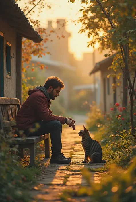 22:21

ChatGPT =

Describe the scene

:

At dawn, the camera moves to a small garden in a simple neighborhood; nature is hopeful despite its simplicity.

On the site:

Mahmoud sits on a wooden bench, carrying some fresh bread, and notices that the cat is w...
