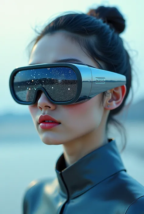 The model is wearing glass sunglasses with stars and the moon on the glass