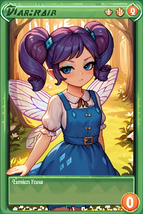 score_9_up, score_8_up, score_7_up, 1girl, solo, source_anime, pixel art, tr4dingcard, card (medium), english_test, common_rarity_icon, N, trading_card, white_trade_card_frames, fairy, FairyForm, Fairy Wings, Wings BREAK
Short twintails, fairy wings, ban...