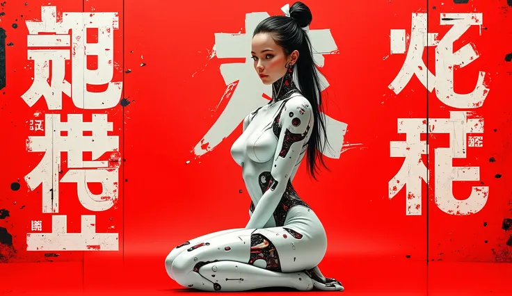 Balanced cinematic lighting, supersoldier and concubine, iconic and dazzling, masterpiece, spectacular anime 3D photorealism. punctuation_9, presenting the incredibly beautiful Yuko, a beautiful Japanese 3D cyborg techno anime humanoid machine, hairstyle ...