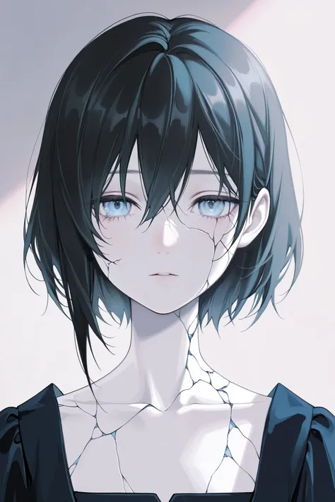 masterpiece,best quality, amazing quality, very aesthetic, anime screencap, 1girl, doll joint, doll girl, cracked skin, cinematic lighting, porcelain skin, delicate features, intricate details, beautiful expression, serene pose, moody atmosphere, soft past...