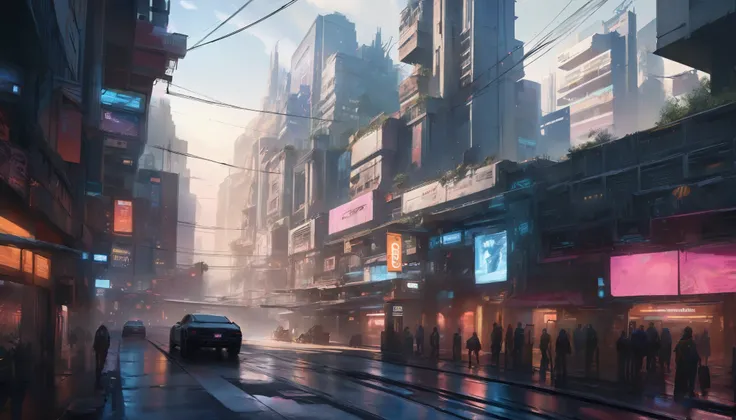 cyberpunk city,street,afternoon,landscape,detailed,masterpiece,smooth and soft light,realistic,digital_art,concept_art