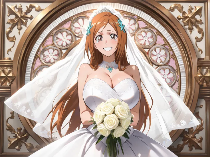 ((Masterpiece,  best quality ,  highly detailed CG,  8k Unity Wallpaper)),(Masterpiece, best quality, Official Art, beautiful), Very vivid,High-precision images,Ultra high resolution, beautiful quality and attention to detail, 1 female, inoue orihime, wedd...