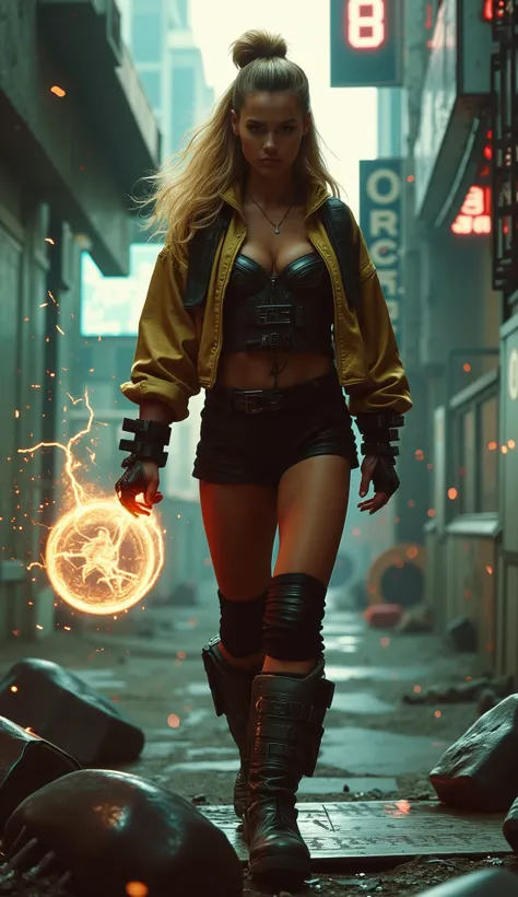 Here’s a detailed prompt for your request:
"Create a hyper-realistic, highly detailed 8K ultra HD image of an 80s-style Mortal Kombat warrior, Cassie Cage, walking with confidence and charisma. Cassie is depicted as a stunningly beautiful and fierce fight...