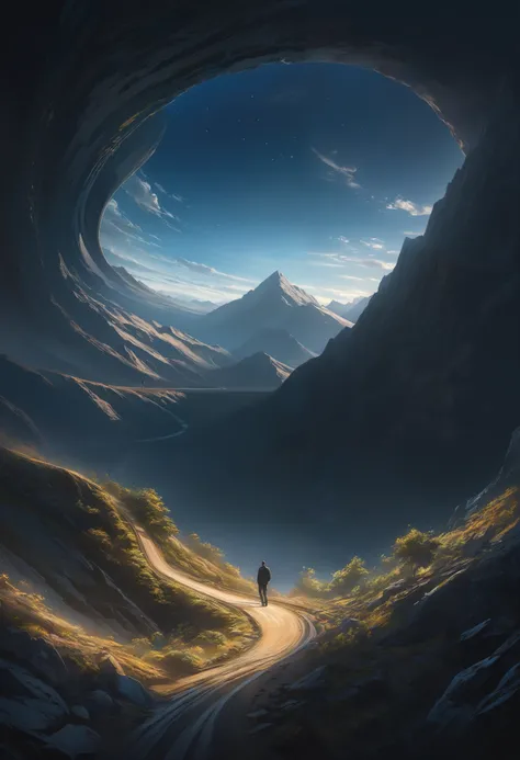 walk, stop , inside, A steep road, Flat Road, Bike, An Absurd Life, happy, Empty Space High Quality,4K,Extremely tight,real,photo with lights,Studio Lighting,High Precision,Professional,vivid,Blurred Figure,Careful Expression,Steady Gaze,Surrealism,Simp...