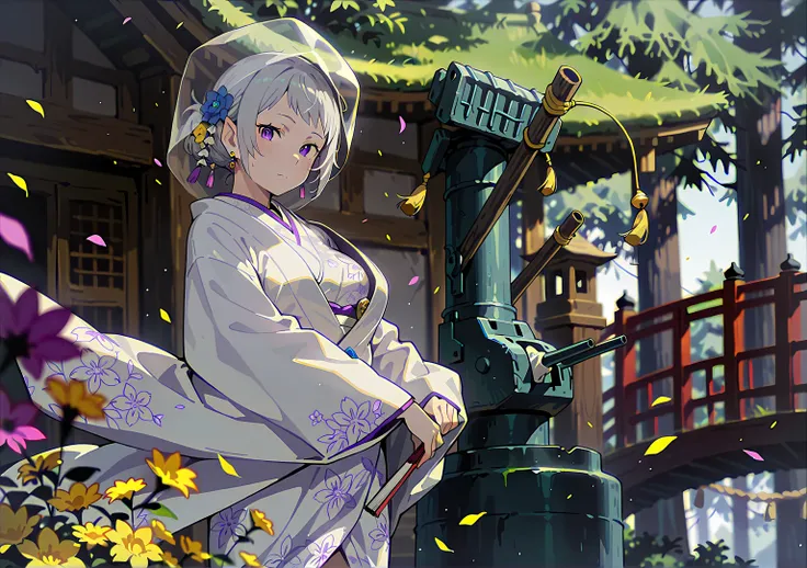 score_9, score_8_up, score_7_up, score_6_up, fortuna, 1girl, mature female, elf, pointy ears, short hair, silver hair, bangs, purple eyes, medium breasts, x hair ornament, plump, BREAK Anime Style, Manga Style, Hand drawn, cinematic, Sharp focus, humorous ...