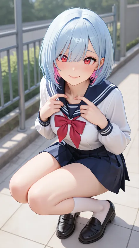 ( Ultra Detailed, masterpiece , top quality, 8k, very aesthetic, realistic and detailed CG , sharp concentration , Super Fine), full body,cute woman, ( school sailor suit that you can fan with a skirt) beautiful eye detail, textured skin, beautiful...