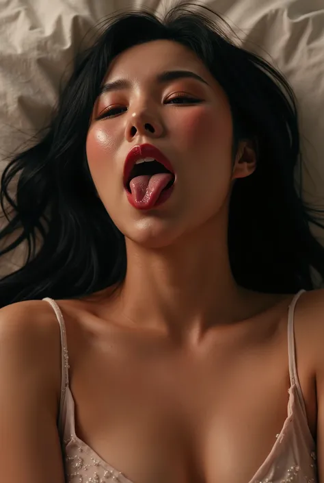 ((( real、live-action、reality、High image quality)))do,  best quality , ( High Definition CG Unity 8K Wallpaper ), (  best quality ), edge orgasm 、 face focus 、 wh3ein with her mouth open, tongue out, and eyes closed 、wh3ein with an edge_face、 black hair、 on...