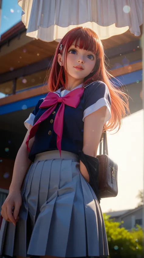Cinematic low-angle shot of Kana Arima, focusing on her bare foot stepping forward with elegance and precision. The shot captures the fine details of her smooth skin, natural creases, and soft lighting reflections, emphasizing realism. A shallow depth of f...