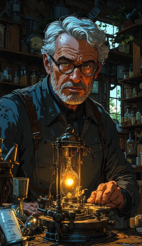 The Clockmaker Who Repairs Fate
"An old clockmaker with silver hair and brass-rimmed spectacles sits in a dimly lit workshop filled with floating gears, ticking timepieces, and hourglasses dripping with liquid gold. Instead of repairing ordinary clocks, h...