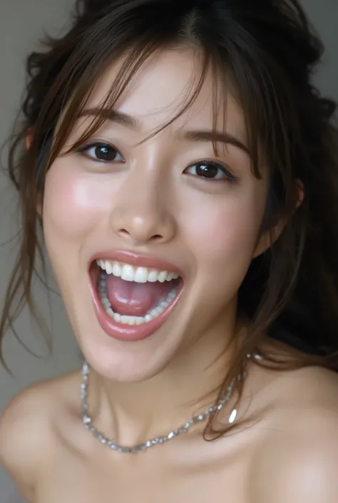 High Resolution Photos of Japanese Women , photorealistic, masterpiece, great quality, Intricate Details , professional lighting, alone, 1 girl , detailed face, seductive face, ( White semen in my mouth drips, open your mouth :1.4), raise her chin...