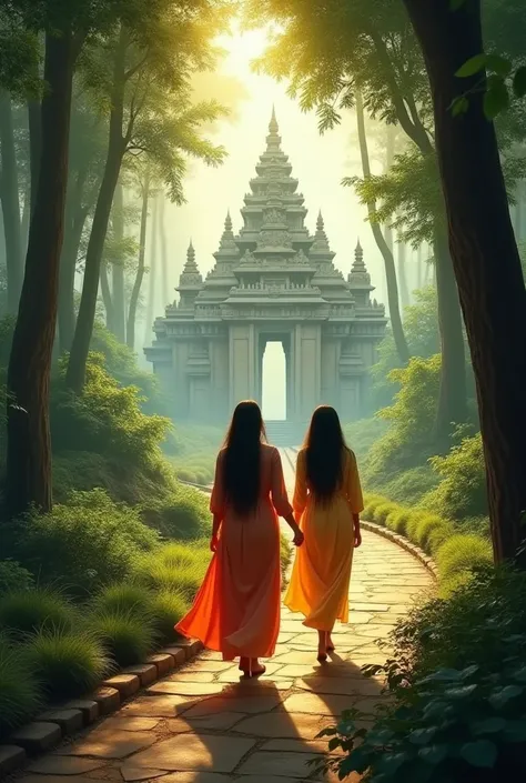 Sita and kavitha going forest temple