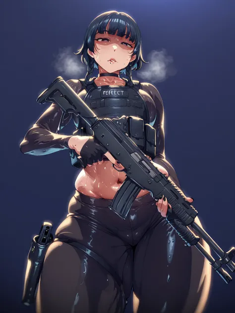 theobrobine, perfect eyes, perfect fingers, gasping, heavy breathing, excessive sweating, sweating, sweating profusely, gasping profusely, cinematic, ((skindentation)), ((curvy)), black hair, short hair with long locks, black eyes, blunt bangs, hair rings,...