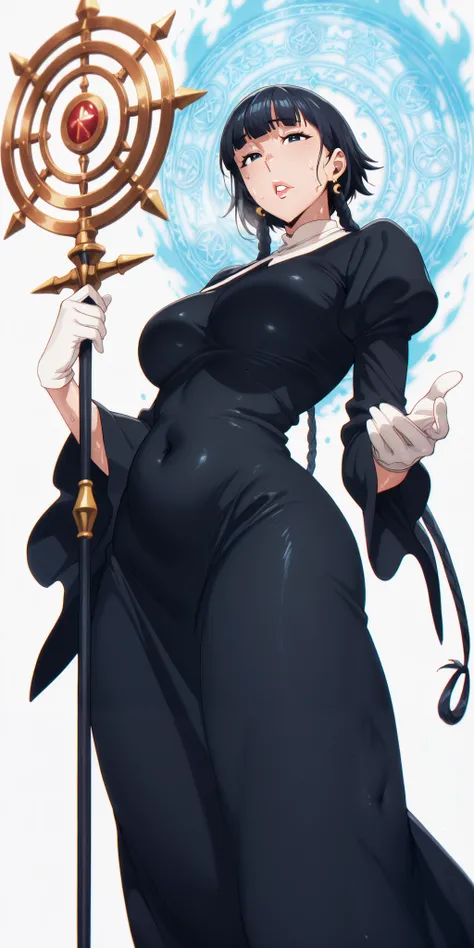 perfect eyes, perfect fingers, gasping, heavy breathing, excessive sweating, sweating, sweating profusely, gasping profusely, cinematic, ((skindentation)), ((curvy)), black hair, short hair with long locks, black eyes, blunt bangs, hair rings, twin braids,...