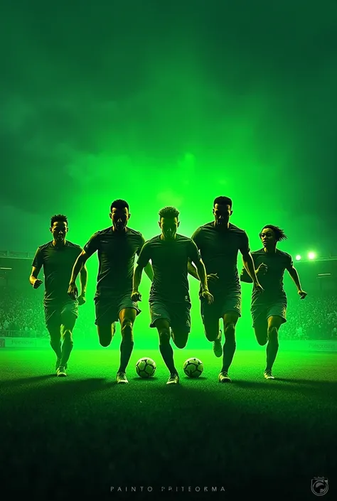 Create a poster for a football game between SILENCER FC and ITANGI taking place at mumbu primary ground at 9:00am on sundayTheme luminous green