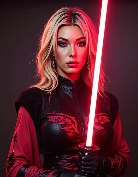 full body shot, female warrior, sith lord, star wars, red lightsaber, intricate details,beautiful detailed eyes, beautiful detailed lips, extremely detailed face, long eyelashes, evil look, diabolic, dramatic lighting, dark fantasy, chiaroscuro, cinematic ...