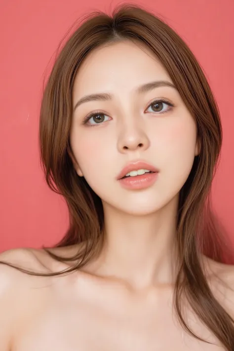 ((masterpiece)), ((best quality)), (PORTRAIT OF A BEAUTIFUL GIRL), perfectly detailed eyes, Perfectly detailed face, super detailed nose , , Perfect Teeth, bare shoulder, charming, close, Cheek hollows , depth of field, high resolution, ((realな肌の質感...