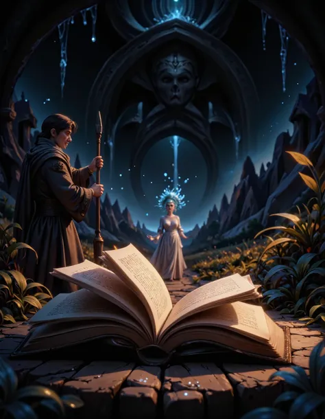 (pt) Agricultural fields, morning dew, a hunter in black and brown robes,with Axe in His Hands
Next to the Ice Queen ,Book written by Flor de Lis