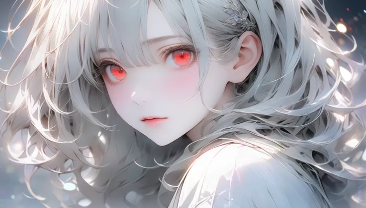 Girl scrolling through flashy SNS posts with an empty look, surrounded by bright colors while she stays muted in gray tones, The scene conveys a sense of inner conflict and introspection, highlighting doubt and anxiety. Highly detailedElegant and detailed...