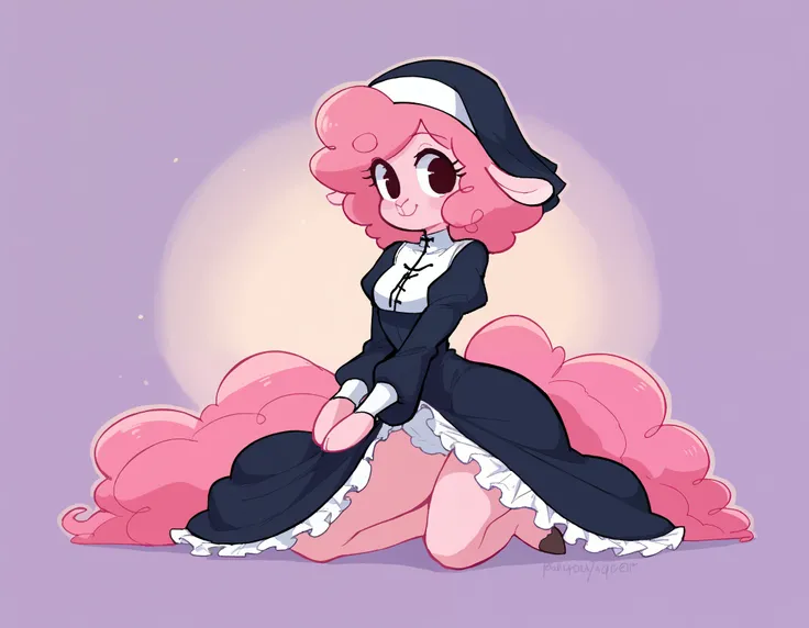 best quality, very detailed illustration , solo, ( Anthropomorphic furry sheep:1,7) , ruffled voluminous bouncy hair , playful look, delgado, ideal body, thin waist , wide hips, simple drawing, Artifyber style , pastel flat colors , beautiful, cartoon ,sol...