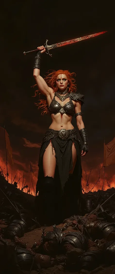 ((artwork, highest quality, Highest image quality, high resolution, photorealistic, CRU photo, 8k)),(best quality, 4k, high resolution, masterpiece: 1.2), ultra detailed, (realistic, photorealistic: 1.37), ray tracing. Best quality, masterpiece,Red Sonja s...