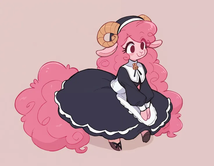 best quality, very detailed illustration , solo, ( Anthropomorphic furry sheep:1,7) , ruffled voluminous bouncy hair , playful look, delgado, ideal body, thin waist , wide hips, simple drawing, Artifyber style , pastel flat colors , beautiful, cartoon ,sol...