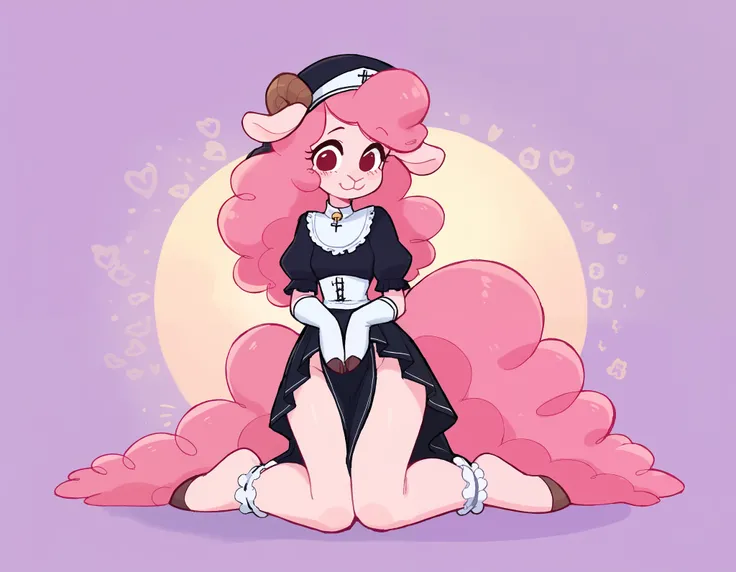 best quality, very detailed illustration , solo, ( Anthropomorphic furry sheep:1,7) , ruffled voluminous bouncy hair , playful look, delgado, ideal body, thin waist , wide hips, simple drawing, Artifyber style , pastel flat colors , beautiful, cartoon ,sol...